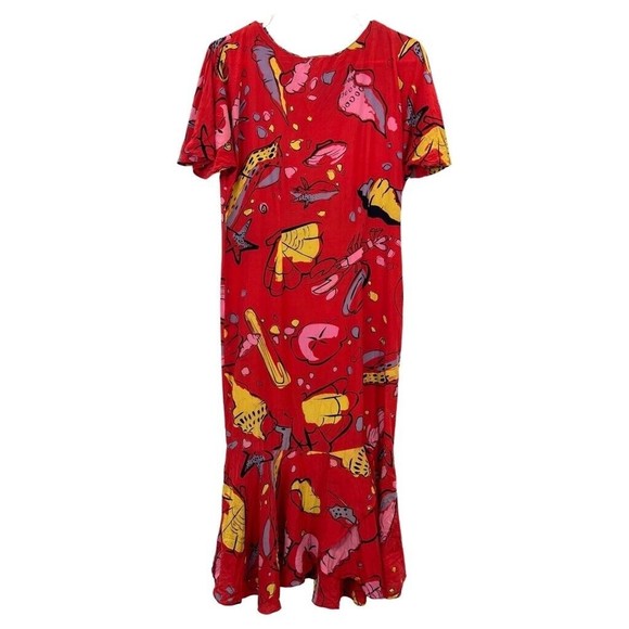 Flora Kung Dress Advance Womens Mermaid Beach Dress Red Midi Seashell Keyhole 8 - Picture 1 of 6